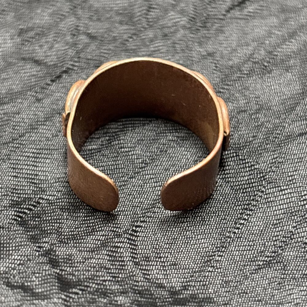 Vintage Hand. Made Artisan Copper Adjustable Ring Swirl Braided Design .5” Wide - Picture 8 of 10